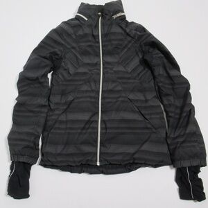 Lululemon Women's Run Hustle Jacket Multi Poncho Stripe Black Size 4 Full Zip